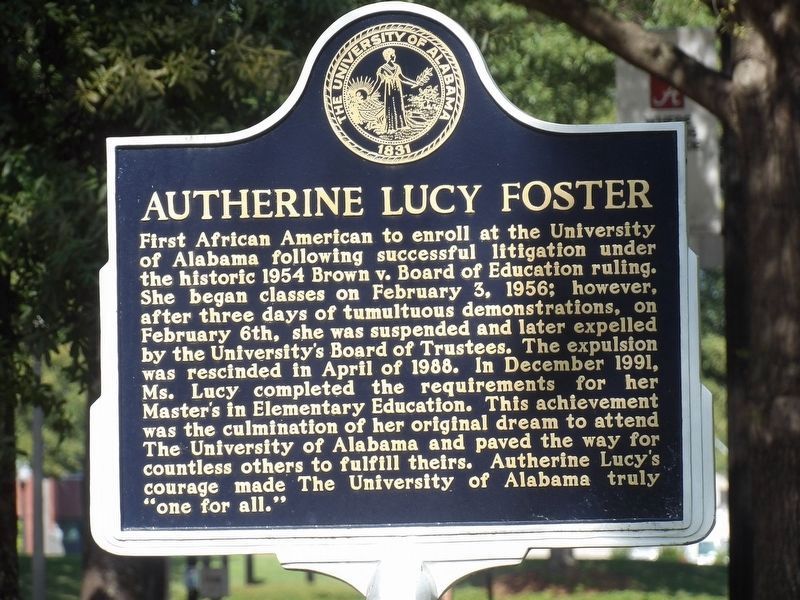 Autherine Lucy Foster Marker image. Click for full size.