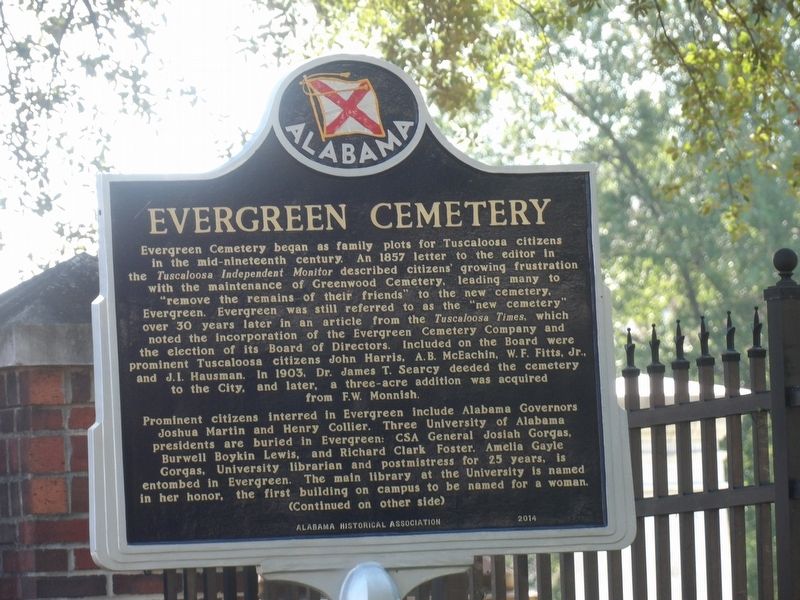 Evergreen Cemetery Marker (side A) image. Click for full size.