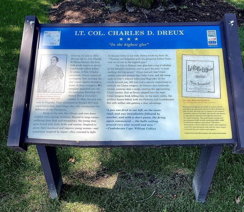 Lt. Col. Charles D. Dreux Marker image. Click for full size.
