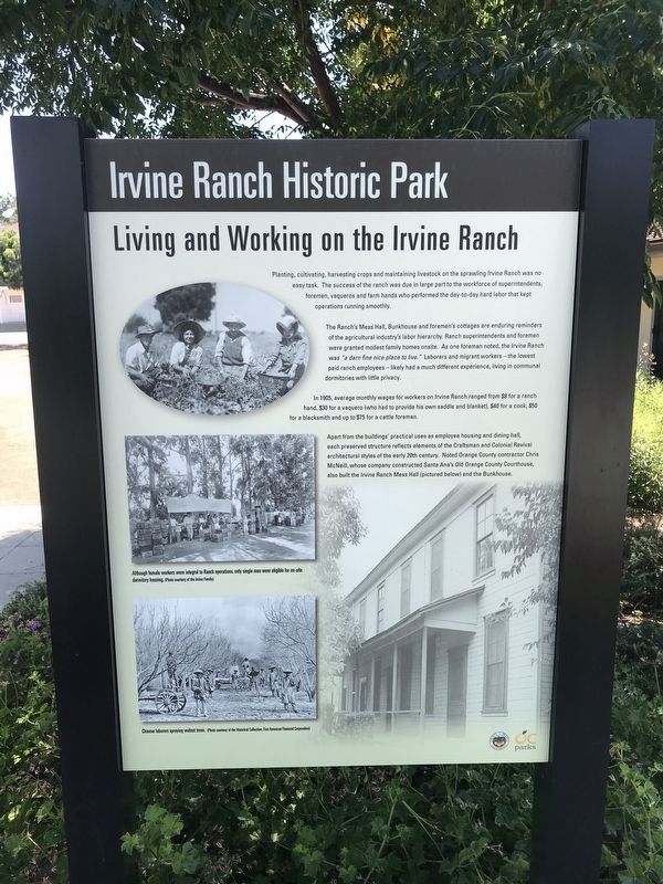 Living and Working on the Irvine Ranch Marker image. Click for full size.