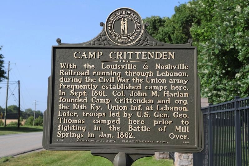 Camp Crittenden Marker (front) image. Click for full size.