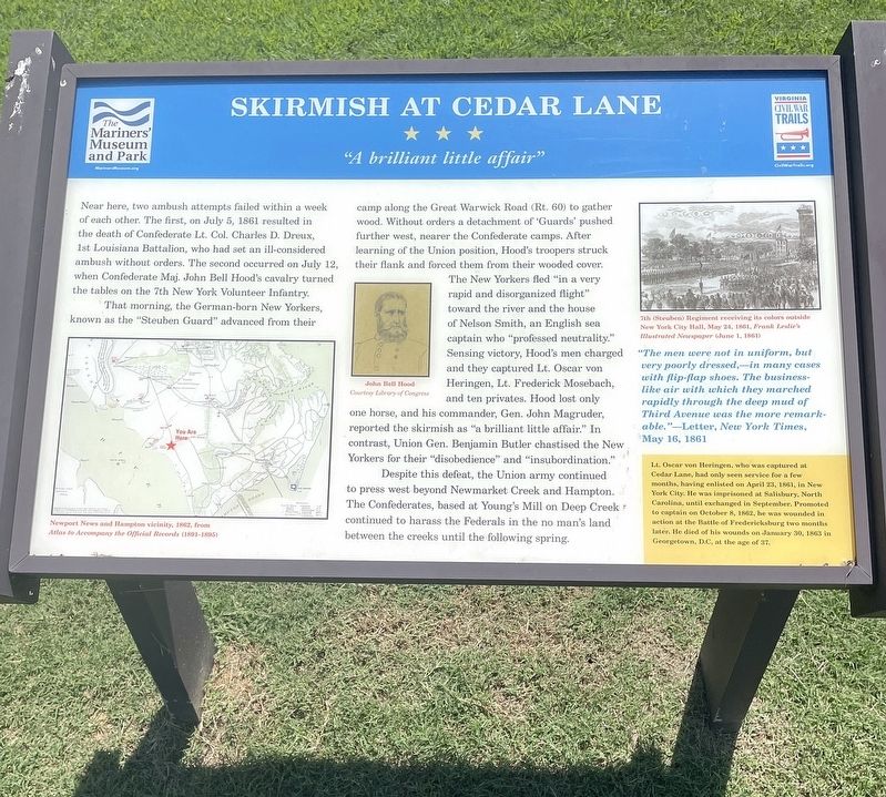 Skirmish at Cedar Lane Marker image. Click for full size.
