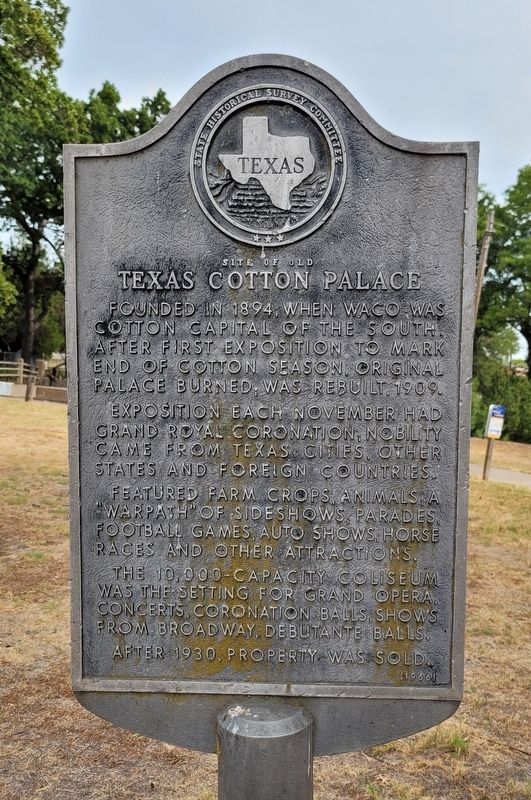 Site of Old Texas Cotton Palace Marker image. Click for full size.