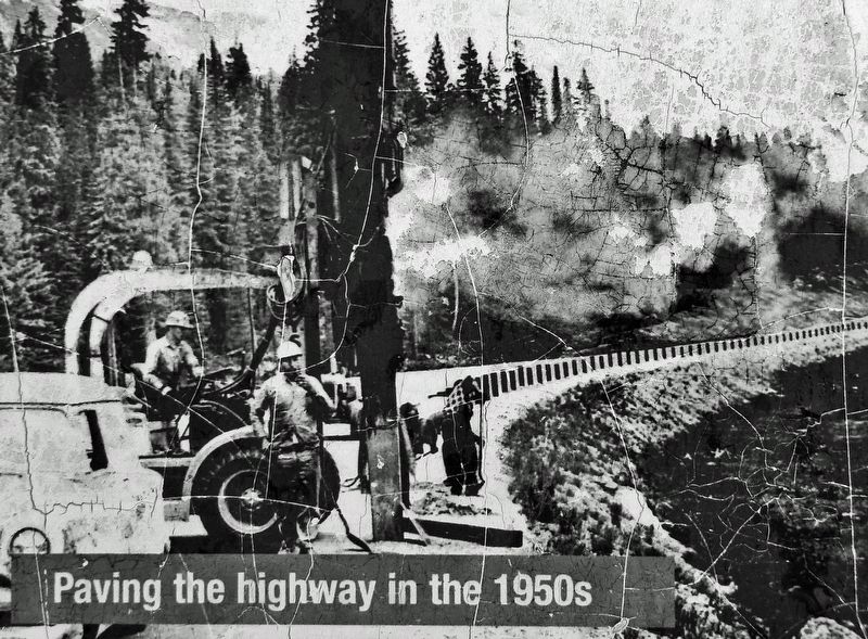 Marker detail: Paving the Highway in the 1950s image. Click for full size.