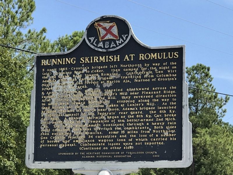 Running Skirmish at Romulus Marker (side A) image. Click for full size.