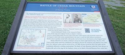 Battle of Cedar Mountain Marker image. Click for full size.