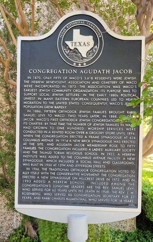 Congregation Agudath Jacob Marker image. Click for full size.
