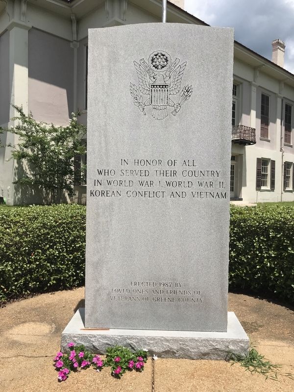 Greene County Veterans Monument (side A). Click for full size. Greene County Veterans Monument (side A) image. Click for full size.