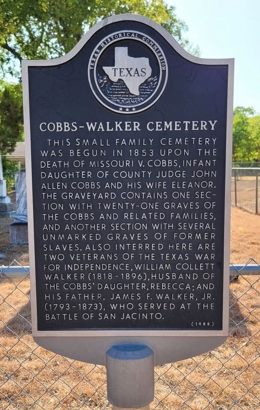 Cobbs-Walker Cemetery Marker image. Click for full size.