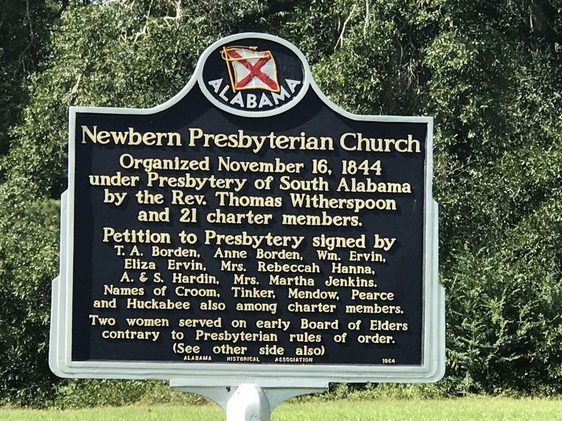 Newbern Presbyterian Church Marker (side A) image. Click for full size.