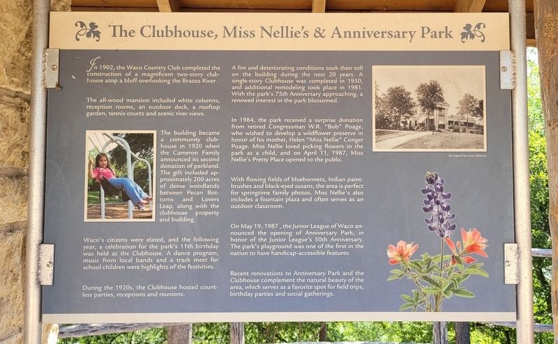 The Clubhouse, Miss Nellie's & Anniversary Park Marker image. Click for full size.