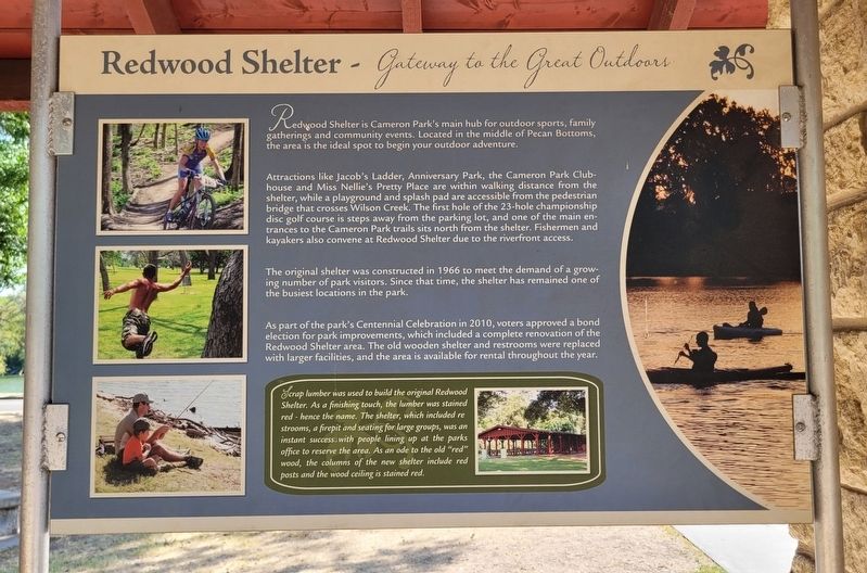 Redwood Shelter Marker image. Click for full size.