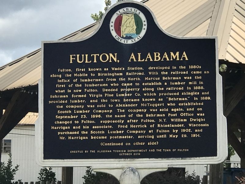 Fulton, Alabama Marker (side A) image. Click for full size.