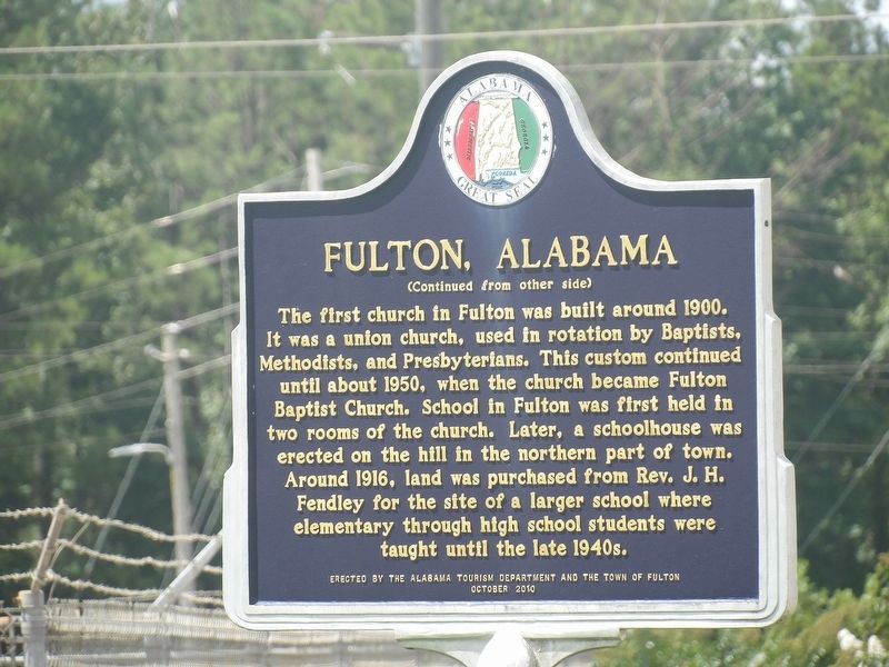 Fulton, Alabama Marker (side B) image. Click for full size.