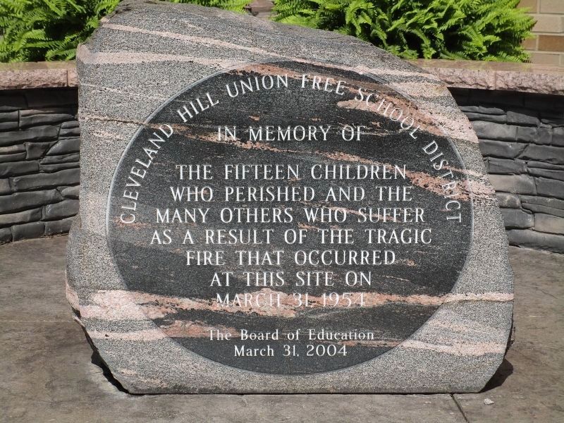 Cleveland Hill School Fire Memorial image. Click for full size.