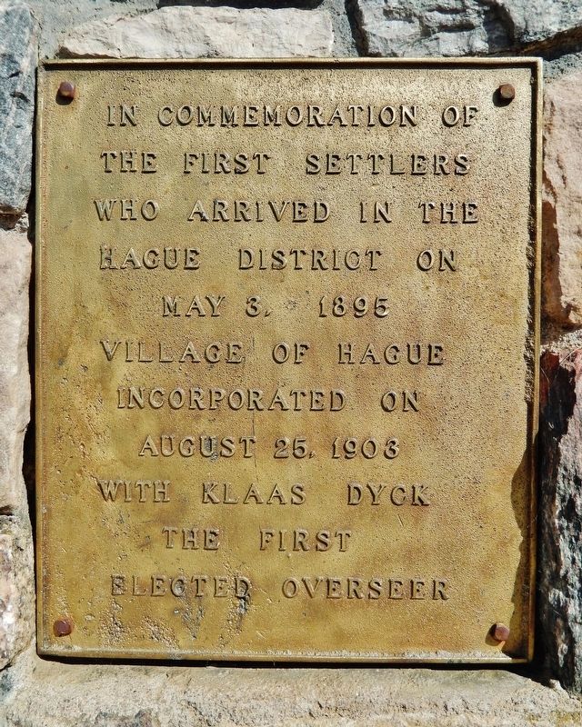 First Settlers in the Hague District Marker image. Click for full size.