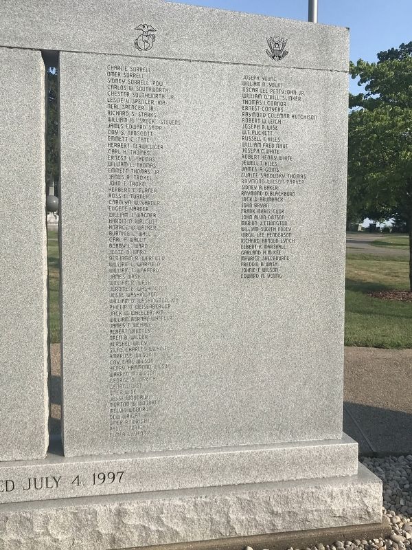 World War II Marker detail (right panel) image. Click for full size.