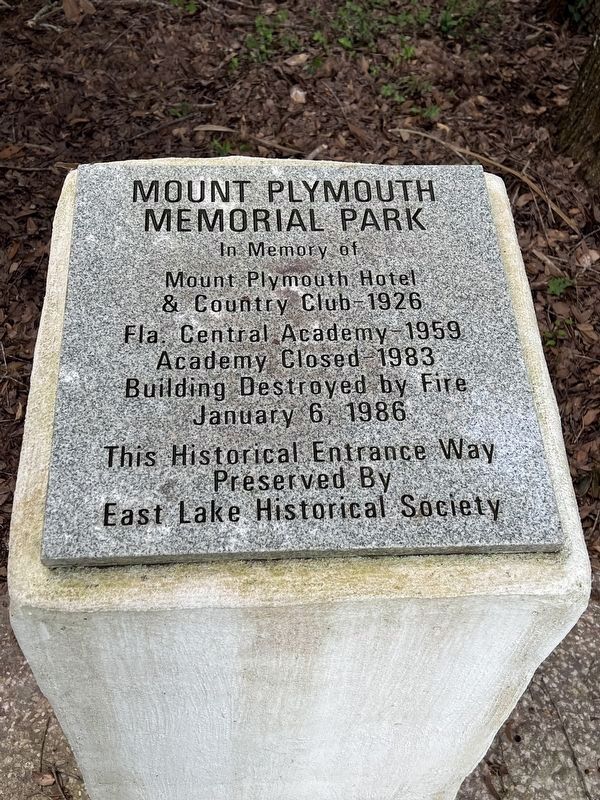 Mount Plymouth Memorial Park Marker image. Click for full size.