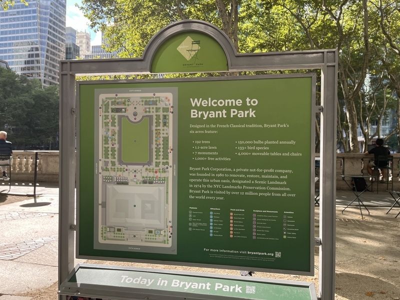 Welcome to Bryant Park Marker image. Click for full size.