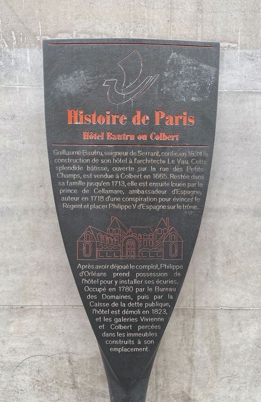 Hôtel Bautru ou Colbert Marker. Click for full size. Hôtel Bautru ou Colbert Marker image. Click for full size.
