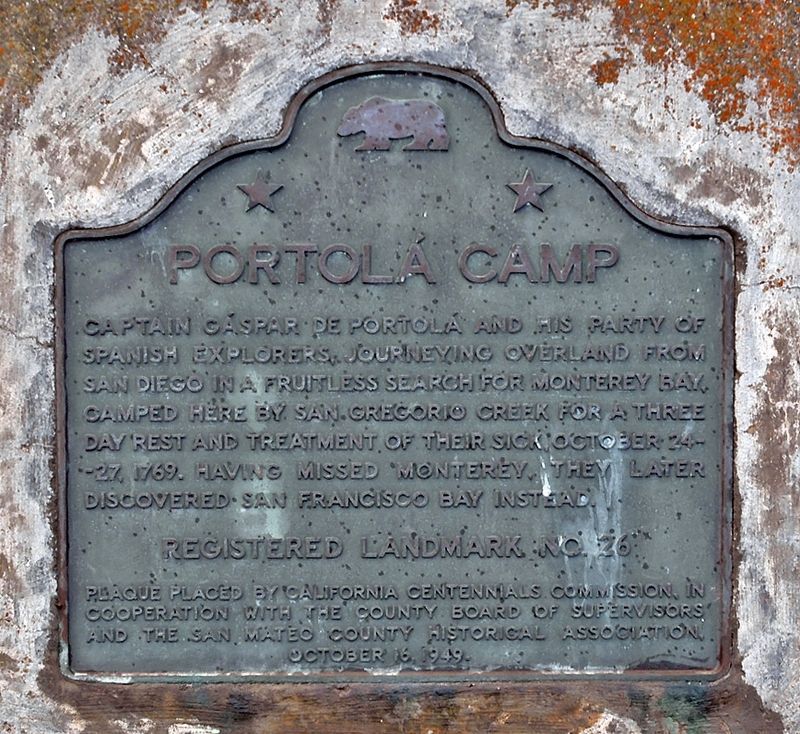 Portola Camp Marker in 2004 image, Touch for more information