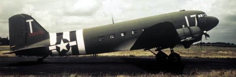 A C-47 Skytrain of the 442nd Troop Carrier Group at Mount Farm, 1944.. Click for full size. A C-47 Skytrain of the 442nd Troop Carrier Group at Mount Farm, 1944. image. Click for full size.