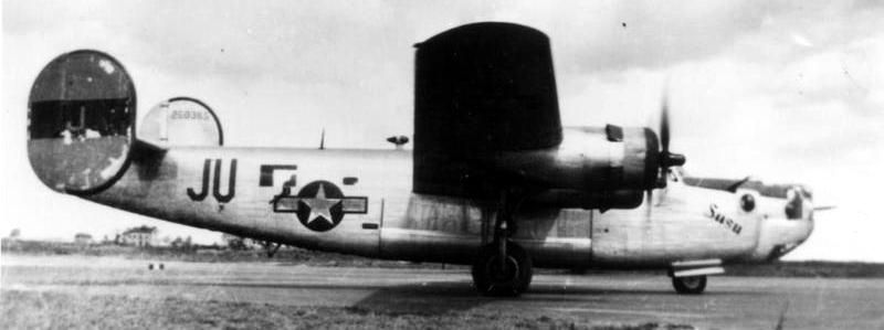 A B-24 Liberator nicknamed "Susu" of the 707th Bomb Squadron, 446th Bomb Group image. Click for full size.