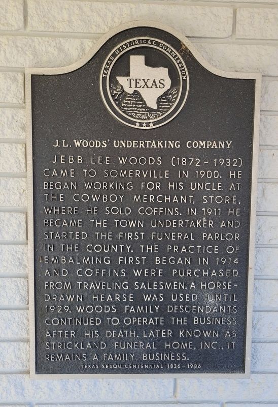 J.L. Woods Undertaking Company Marker image. Click for full size.