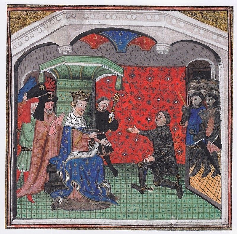 Guesclin being made Constable of France by Charles V image. Click for full size.
