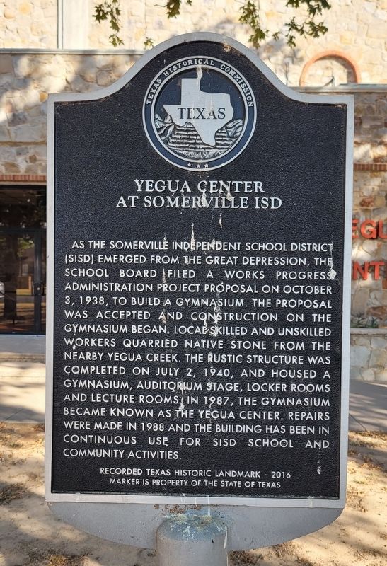 Yegua Center at Somerville ISD Marker image. Click for full size.