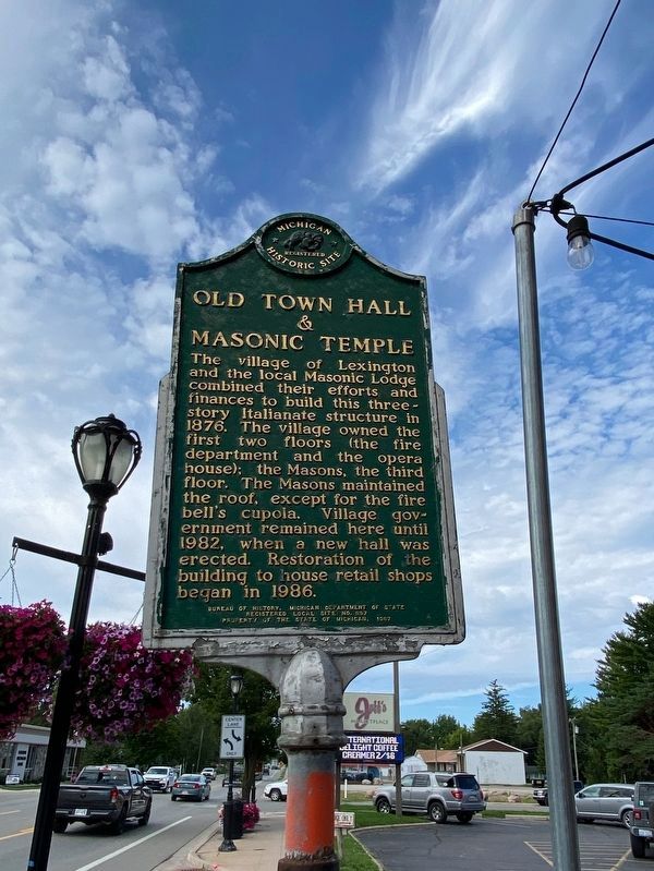 Old Town Hall and Masonic Temple Marker image. Click for full size.