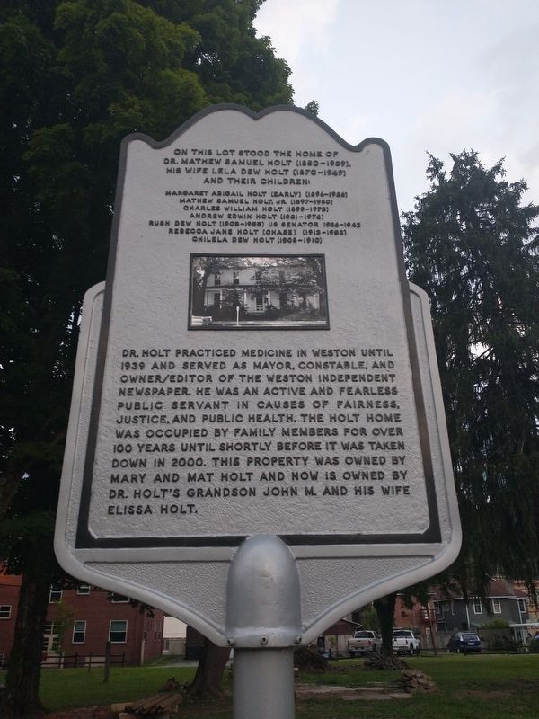 Site Of The Dr. Mathew Samuel Holt House Marker image. Click for full size.