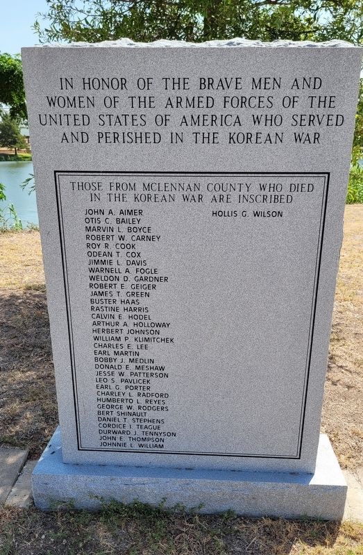McLennan County Korean Memorial. Click for full size. McLennan County Korean Memorial image. Click for full size.