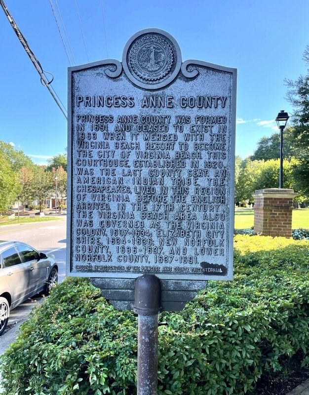 Princess Anne County Marker image. Click for full size.