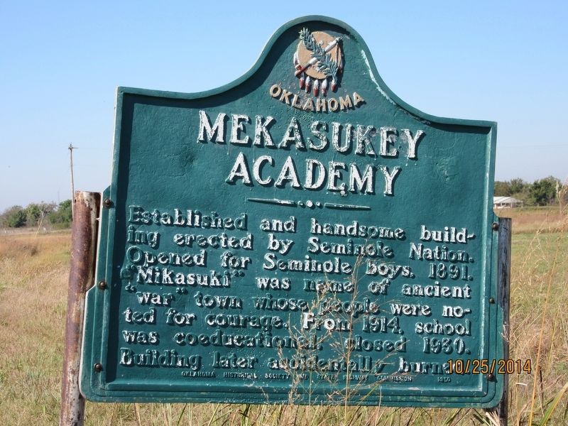 Mekasukey Academy Marker. Click for full size. Mekasukey Academy Marker image. Click for full size.