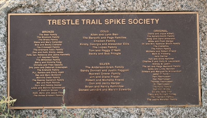 Trestle Trail Spike Society plaque image. Click for full size.