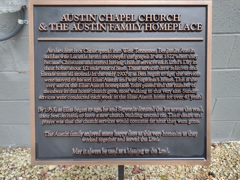 Austin Chapel Church & The Austin Family Homeplace Marker image. Click for full size.