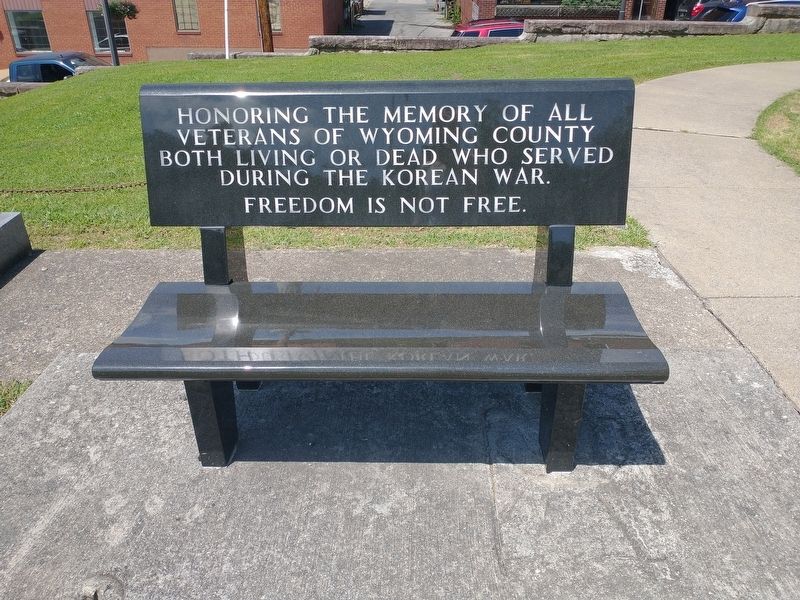 Wyoming County Korean War Memorial Bench Marker. Click for full size. Wyoming County Korean War Memorial Bench Marker image. Click for full size.