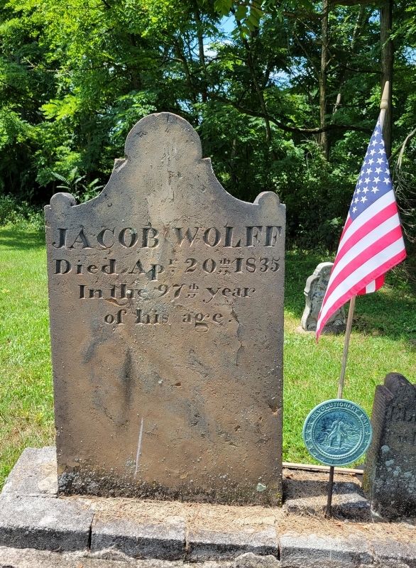 Grave of Revolutionary War Soldier<br>Jacob Wolfe. Click for full size. Grave of Revolutionary War Soldier<br>Jacob Wolfe image. Click for full size.