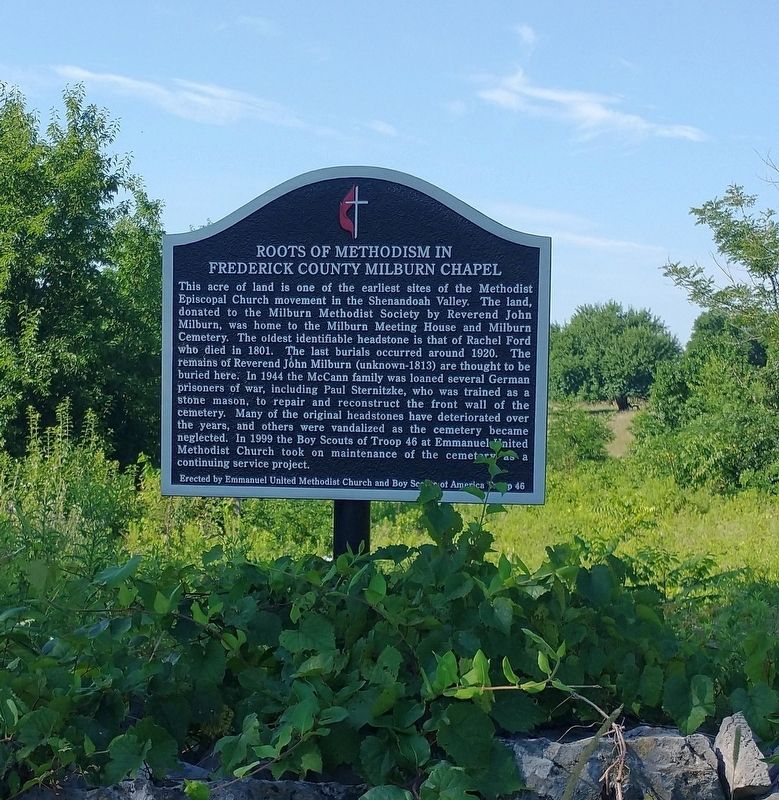 Roots Of Methodism In Frederick County Milburn Chapel Marker. Click for full size. Roots Of Methodism In Frederick County Milburn Chapel Marker image. Click for full size.