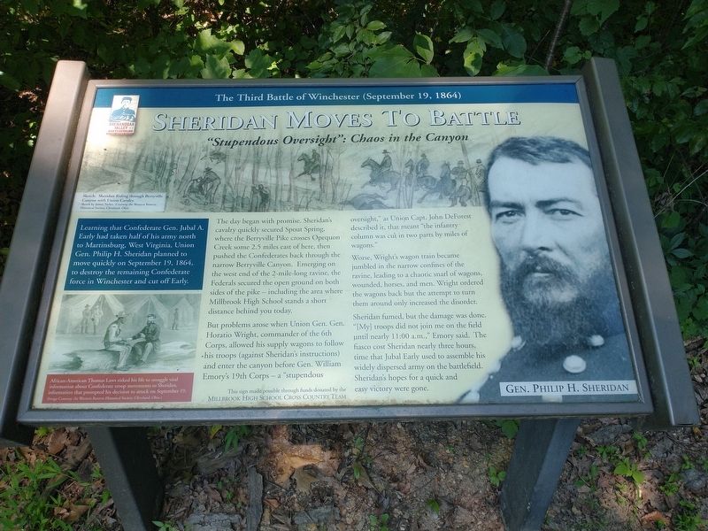 Sheriden Moves To Battle Marker image. Click for full size.