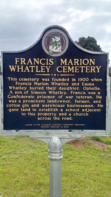 Francis Marion Whatley Cemetery Marker image. Click for full size.