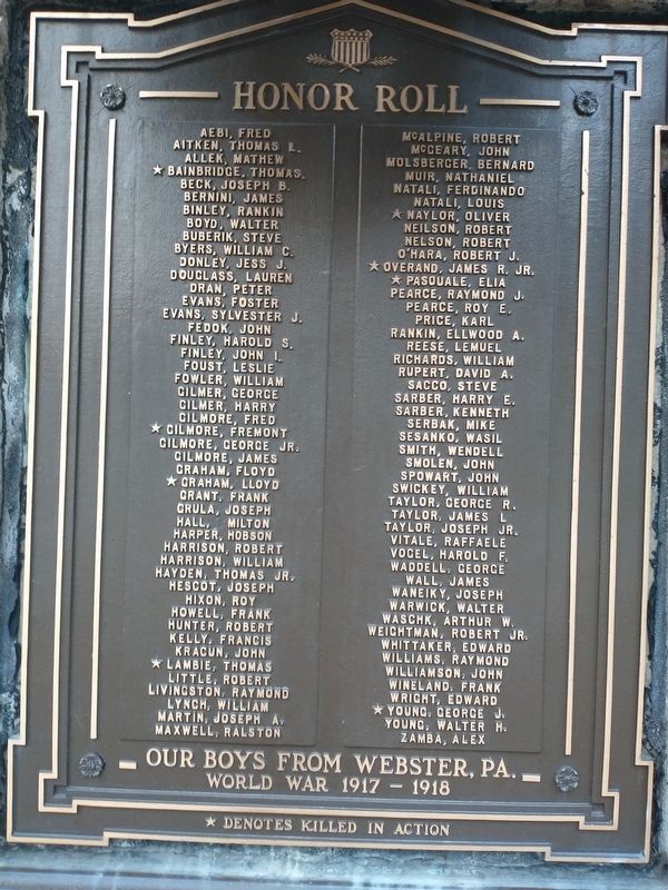 Webster Honor Roll Marker image. Click for full size.
