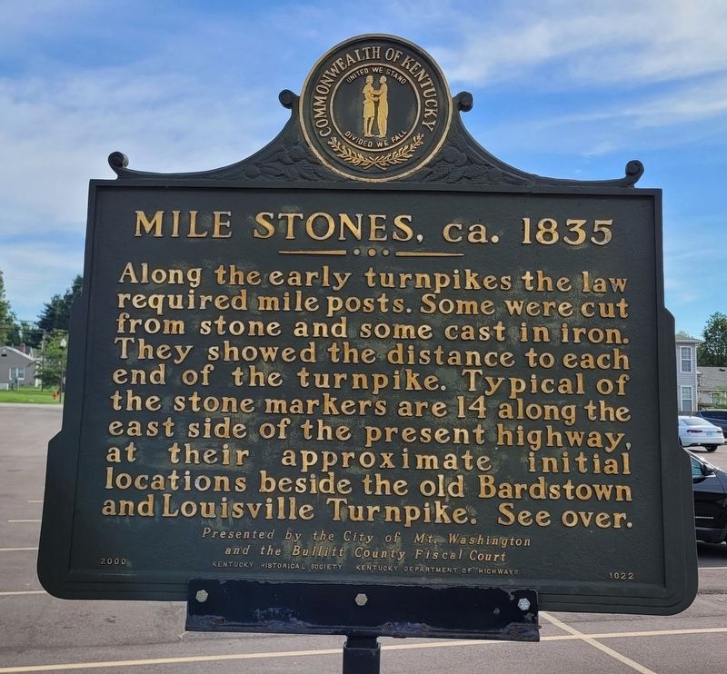Mile Stones, ca. 1835 Marker. Click for full size. Mile Stones, ca. 1835 Marker image. Click for full size.
