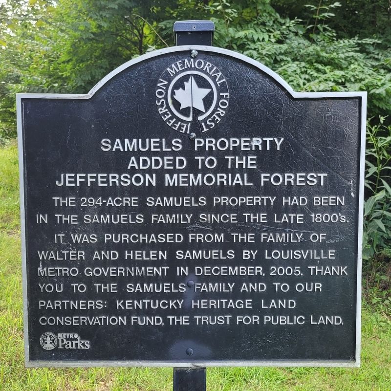 Samuels Property Added to the Jefferson Memorial Forest Marker image. Click for full size.
