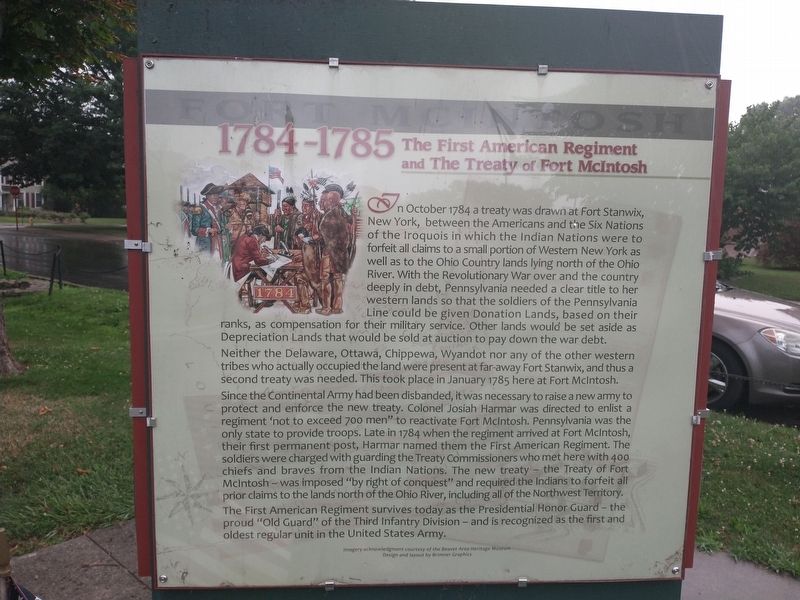 Fort McIntosh 1784-1785 The First American Regiment Marker image. Click for full size.