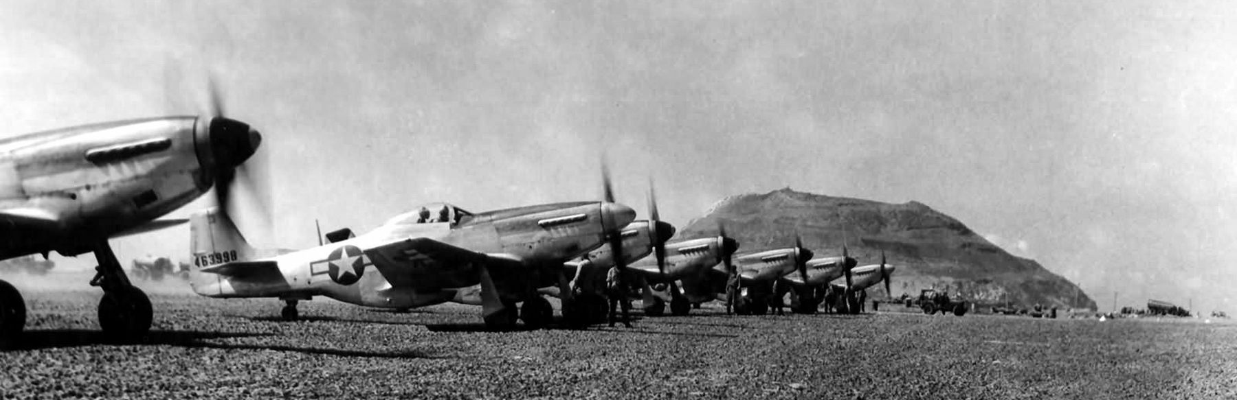 P-51D Mustangs of the 47th Fighter Squadron 15th FG Iwo Jima. image. Click for full size.