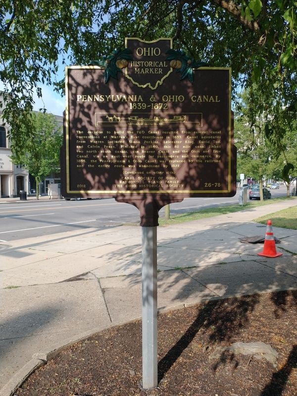Pennsylvania & Ohio Canal 1839-1872 / The Cross-Cut Canal In Warren Marker. Click for full size. Pennsylvania & Ohio Canal 1839-1872 / The Cross-Cut Canal In Warren Marker image. Click for full size.