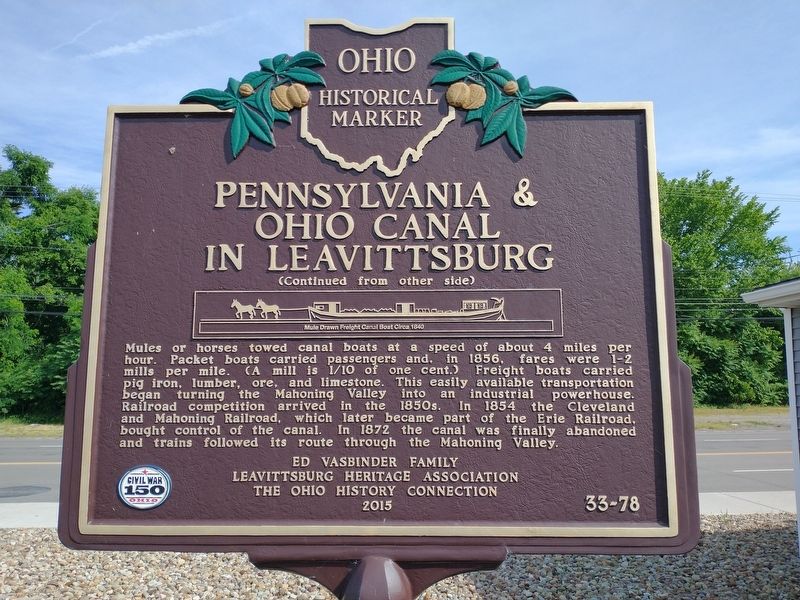 Pennsylvania & Ohio Canal In Leavittsburg Marker image. Click for full size.