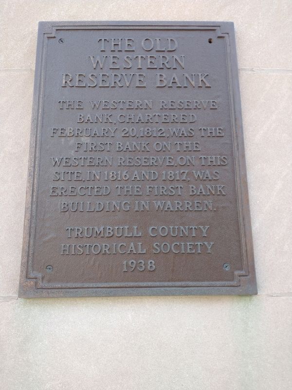 The Old Western Reserve Bank Marker image. Click for full size.